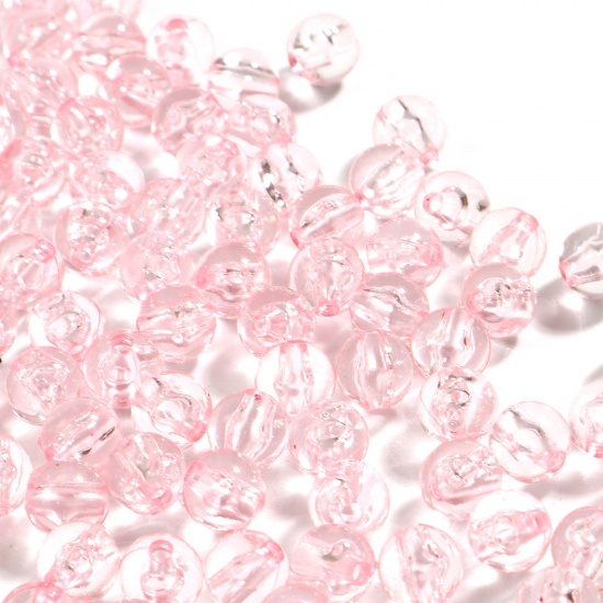 Picture of Acrylic Beads Round Pink Transparent About 6mm Dia., Hole: Approx 1.4mm, 1000 PCs
