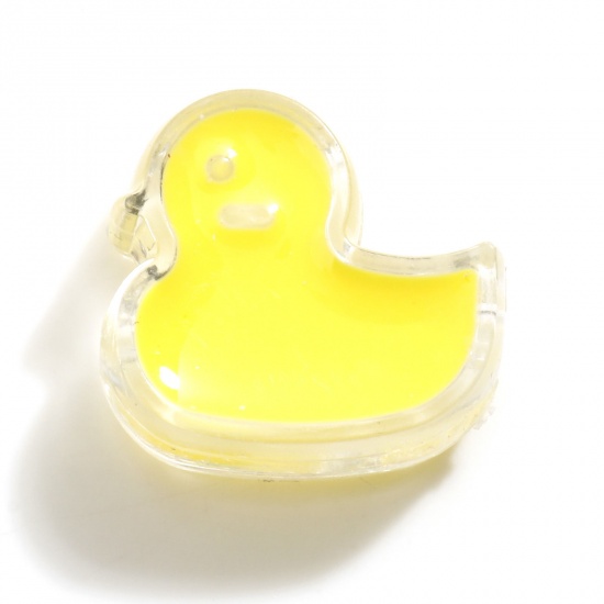 Picture of Acrylic Beads Duck Animal Yellow Enamel About 22mm x 21mm, Hole: Approx 3.2mm, 10 PCs