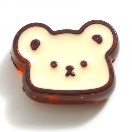 Picture of Acrylic Beads Bear Animal Coffee Enamel About 27mm x 20mm, Hole: Approx 3mm, 10 PCs