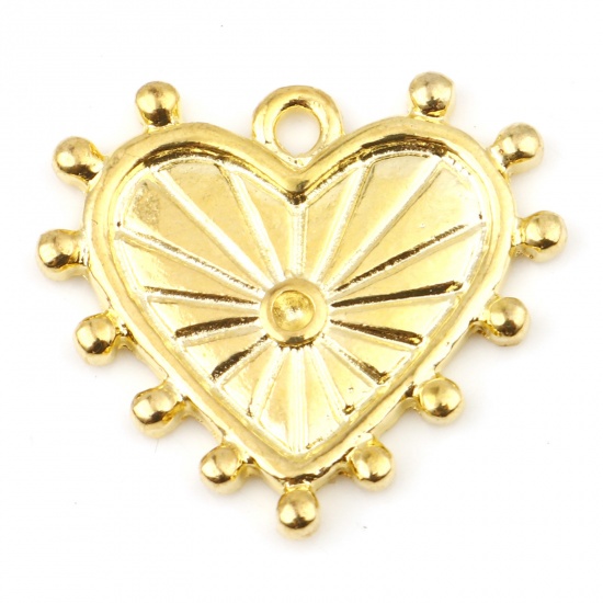 Immagine di Lega di Zinco San Valentino Charms Cuore Oro Placcato (può tenere ss5 Strass Appuntito Indietro) 22mm x 20mm , 10 Pz