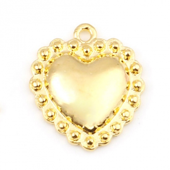 Immagine di Lega di Zinco San Valentino Charms Cuore Oro Placcato 22mm x 19mm , 10 Pz
