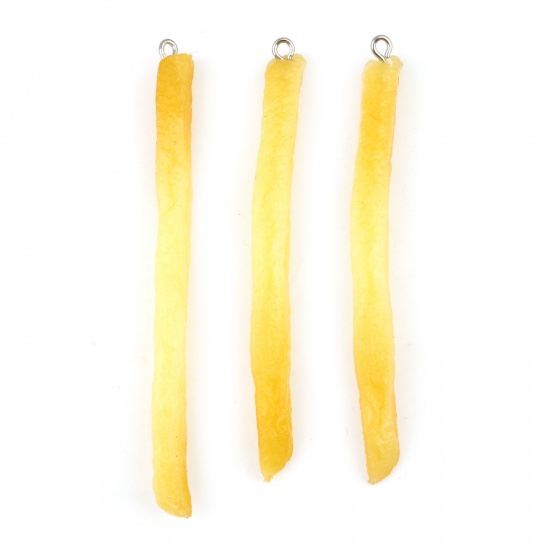 Picture of Resin 3D Pendants Fries Yellow Imitation Food 10x0.9cm - 9.6x0.6cm, 5 PCs