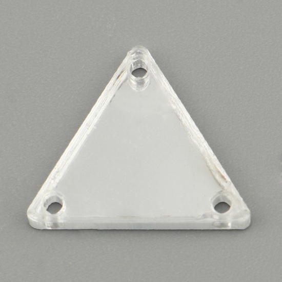 Picture of Acrylic Geometry Series Connectors Triangle Silvery White Mirror For DIY Jewelry Party Ball Dresses Bags Shoes Garment Accessory 16mm x 14mm, 20 PCs