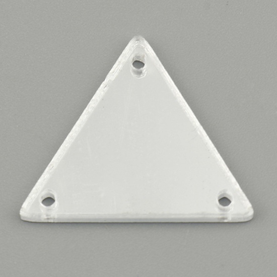 Picture of Acrylic Geometry Series Connectors Triangle Silvery White Mirror For DIY Jewelry Party Ball Dresses Bags Shoes Garment Accessory 23mm x 20mm, 20 PCs