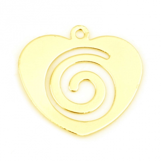 Picture of Copper Valentine's Day Charms Heart Real Gold Plated Spiral 20mm x 19mm, 5 PCs