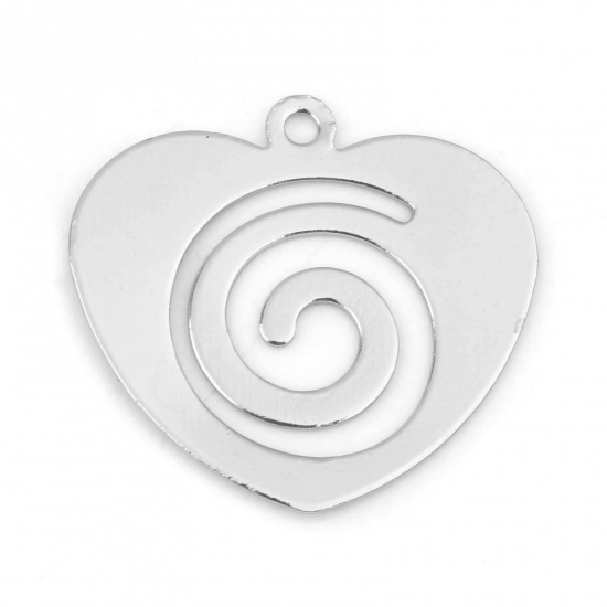 Picture of Copper Valentine's Day Charms Heart Real Platinum Plated Spiral 20mm x 19mm, 5 PCs