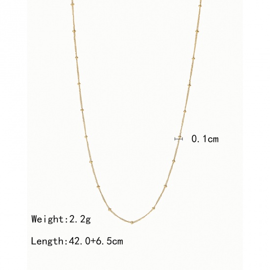 Picture of Eco-friendly Simple & Casual Exquisite 18K Gold Plated 304 Stainless Steel Ball Chain Choker Necklace For Women 42cm(16 4/8") long, 1 Piece