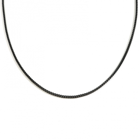 Bild von 304 Edelstahl Venezianerkette Halskette Schwarz 60cm lang, 1 Strang