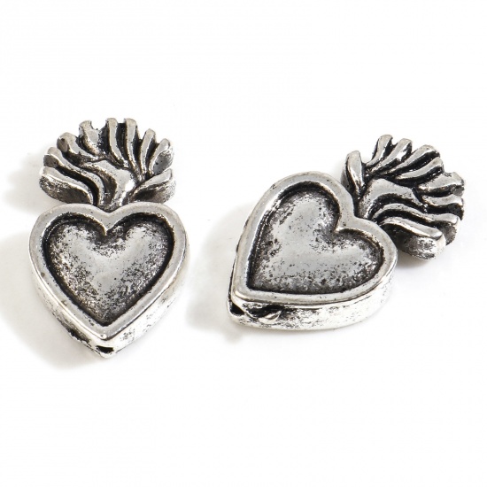 Picture of Zinc Based Alloy Spacer Beads Antique Silver Color Heart Radish About 16mm x 9mm, Hole: Approx 0.5mm, 20 PCs