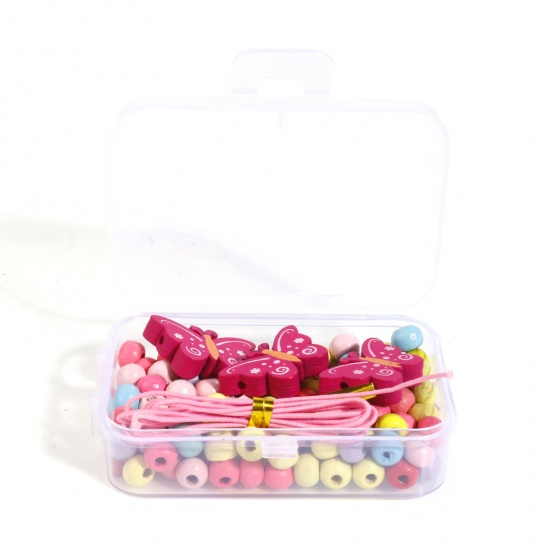 Picture of Wood Insect DIY Beads Kit Set At Random Color Mixed Butterfly Animal 24mm x 15mm, 6mm Dia., 1 Box ( 154 PCs/Box)