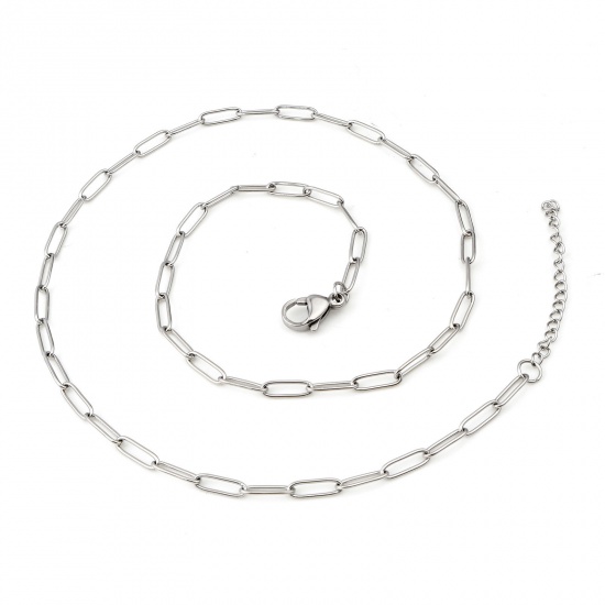 Picture of 304 Stainless Steel Link Cable Chain Necklace Silver Tone 47cm(18 4/8") long, 1 Piece