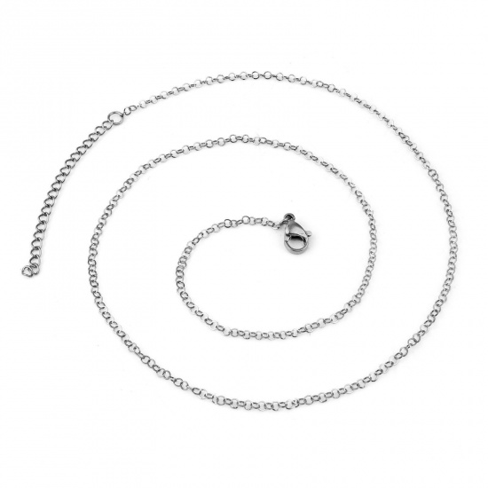 Picture of 304 Stainless Steel Link Cable Chain Necklace Silver Tone 45cm(17 6/8") long, 1 Piece
