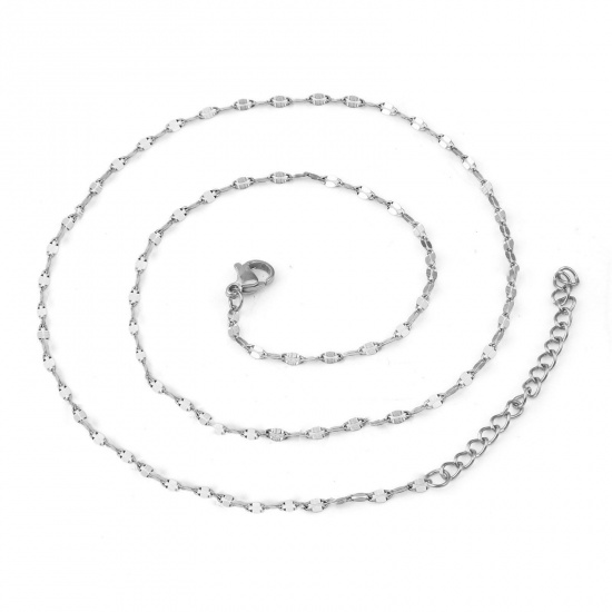 Picture of 304 Stainless Steel Lips Chain Necklace Silver Tone 46cm(18 1/8") long, 1 Piece