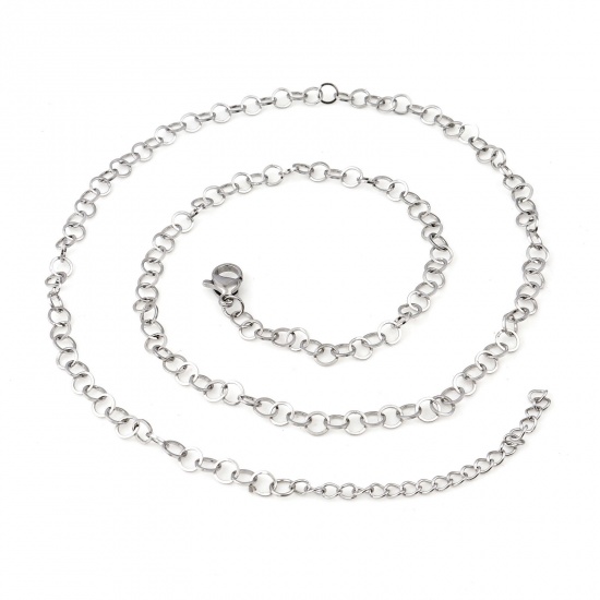 Picture of 304 Stainless Steel Rolo Chain Necklace Silver Tone 46cm(18 1/8") long, 1 Piece