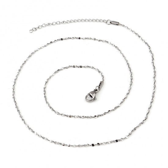 Picture of 304 Stainless Steel Carambola Chain Necklace Silver Tone 47.5cm(18 6/8") long, 1 Piece
