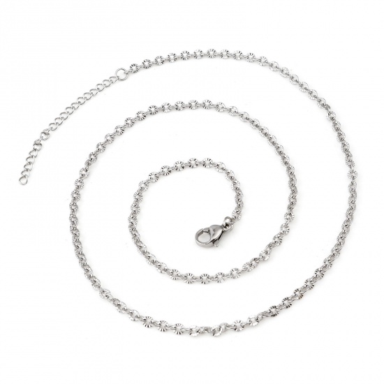 Picture of 304 Stainless Steel Link Cable Chain Necklace Silver Tone 46.5cm(18 2/8") long, 1 Piece