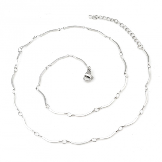 Bild von 304 Edelstahl Schmuckkette Kette Halskette Stock Silberfarbe 45.5cm lang, 1 Strang