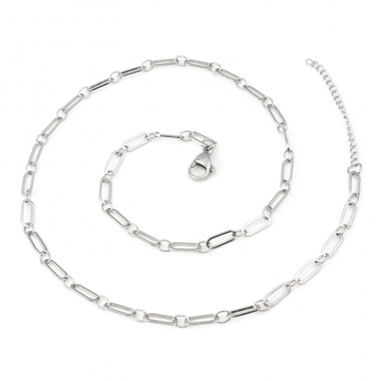 Bild von 304 Edelstahl Gliederkette Kette Halskette Oval Silberfarbe 46cm lang, 1 Strang