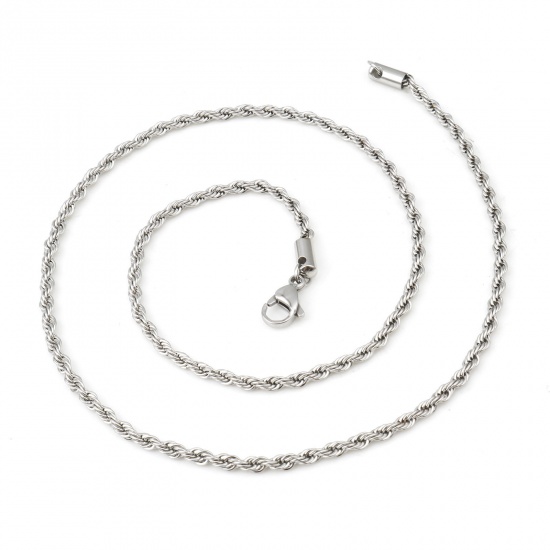 Bild von 304 Edelstahl Zopfkette Kette Halskette Silberfarbe 51.5cm lang, 1 Strang