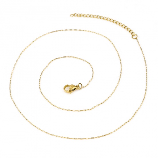 Bild von 304 Edelstahl Gliederkette Kette Halskette Oval Vergoldet 46cm lang, 1 Strang