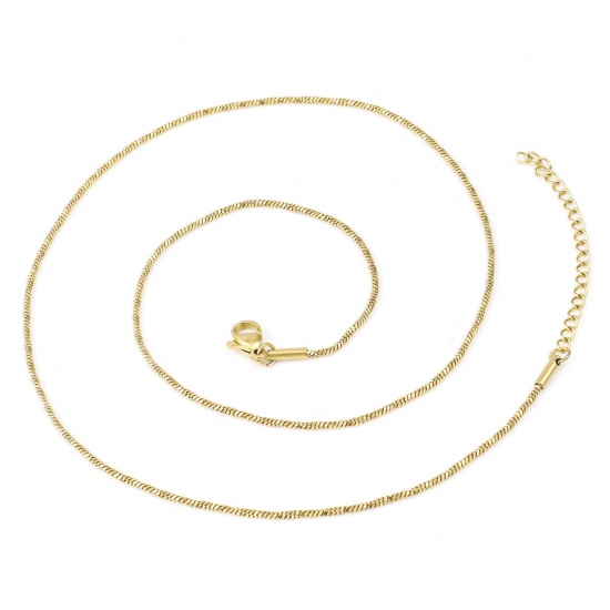 Bild von 304 Edelstahl Schlangenkette Kette Halskette Gewinde Vergoldet 47cm lang, 1 Strang