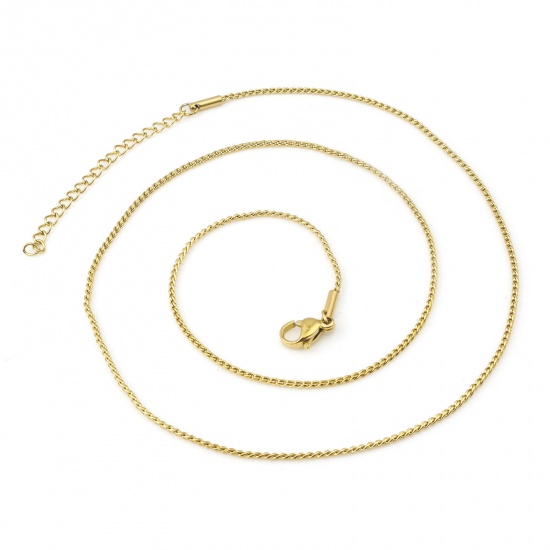 Picture of 304 Stainless Steel Link Chain Necklace S-shape Gold Plated 47cm(18 4/8") long, 1 Piece