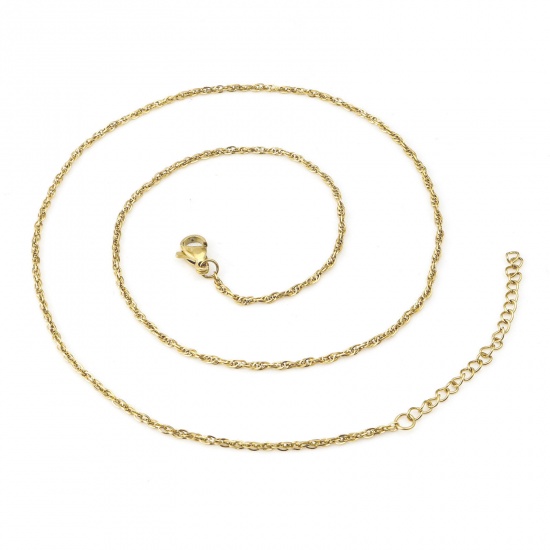 Picture of 304 Stainless Steel Twisted Stick Chain Necklace Gold Plated 46cm(18 1/8") long, 1 Piece