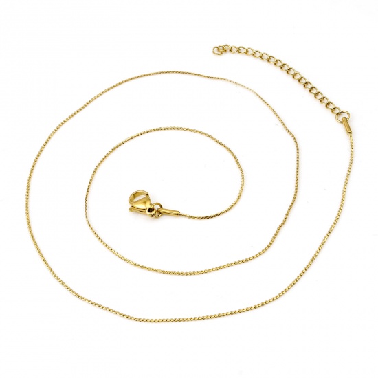 Picture of 304 Stainless Steel Link Chain Necklace S-shape Gold Plated 47cm(18 4/8") long, 1 Piece