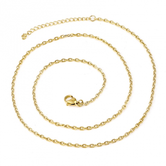 Picture of 304 Stainless Steel Link Cable Chain Necklace Gold Plated 46.5cm(18 2/8") long, 1 Piece