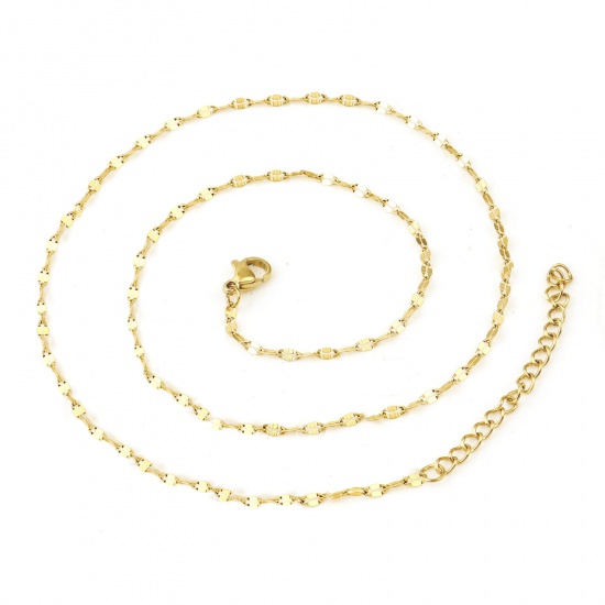 Picture of 304 Stainless Steel Lips Chain Necklace Gold Plated 46cm(18 1/8") long, 1 Piece