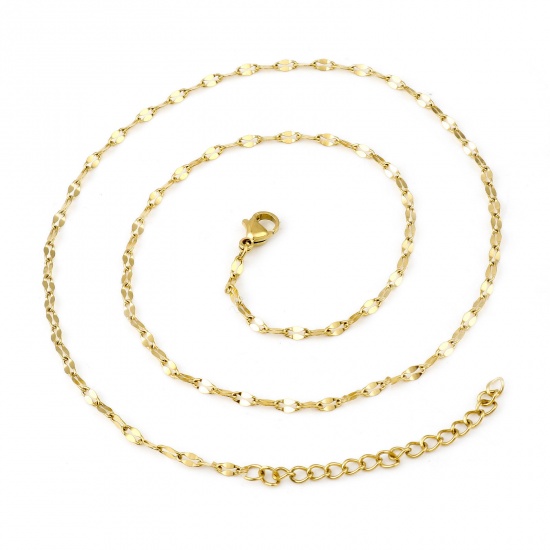 Picture of 304 Stainless Steel Lips Chain Necklace Gold Plated 46cm(18 1/8") long, 1 Piece