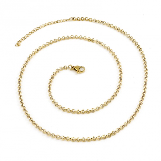 Picture of 304 Stainless Steel Rolo Chain Necklace Gold Plated 46.5cm(18 2/8") long, 1 Piece