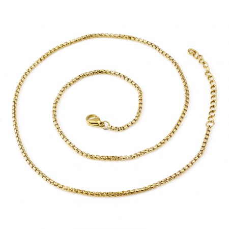 Image de Colliers En Gros Doré en 304 Acier Inoxydable, Chaîne Maille Vénitienne, Unisexe Placage sous Vide Minimaliste Cadeau Bijoux pour Détaillants 45cm long, Taille de la Chaîne: 2mm, 1 Pièce