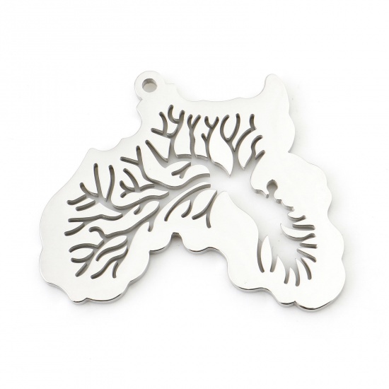 Picture of 1 Piece 304 Stainless Steel Silhouette Map Blank Stamping Tags Pendants Africa Silver Tone 3.1cm x 3cm