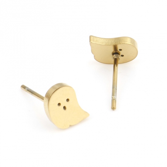 Bild von Edelstahl Ohrring Ohrstecker Silberfarbe Halloween Elfe 8mm x 6.5mm, Drahtstärke: (20 gauge), 6 Paare