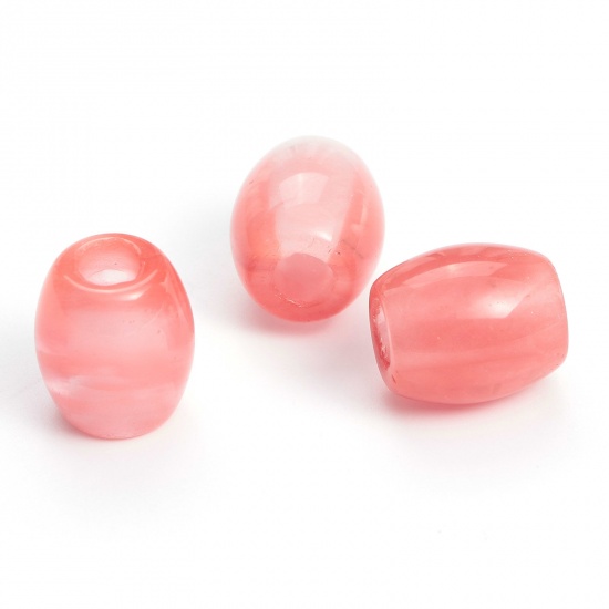 Picture of Balas ( Synthetic ) European Style Large Hole Charm Beads Watermelon Red Barrel 20x16mm - 18x16mm, Hole: Approx 5.5mm, 1 Piece