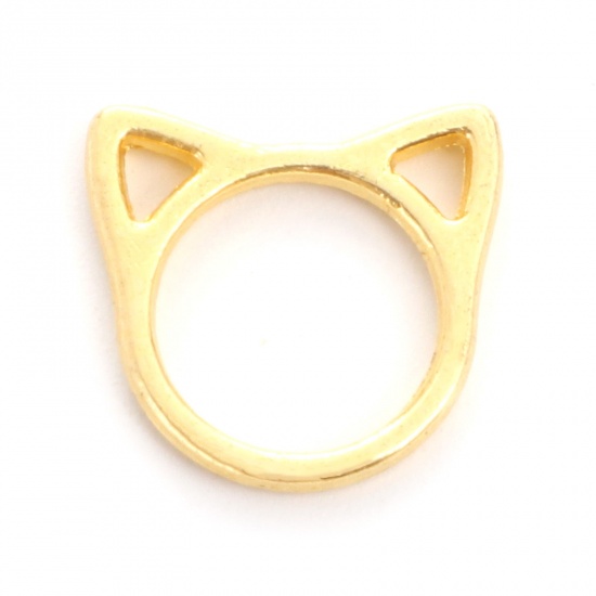 Picture of Zinc Based Alloy Charms Gold Plated Cat Animal Hollow 13mm x 12mm, 50 PCs