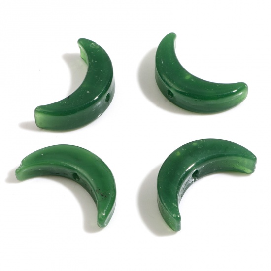 Image de Perles en Verre au Chalumeau Collection Végétale Feuille Vert 25mm x 14mm, Trou: 1mm, 2 Pcs