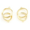 Image de Connecteurs en Laiton Plaqué Or Véritable Double Cercle à Zircone Cubique Clair 21mm x 13mm, 1 Pièce