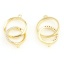 Immagine di Ottone Connettore Accessori Vero Oro Placcato Doppi Anelli Trasparente Cubic Zirconiae 21mm x 13mm, 1 Pz