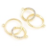 Image de Connecteurs en Laiton Plaqué Or Véritable Double Cercle à Zircone Cubique Clair 21mm x 13mm, 1 Pièce