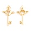Immagine di Ottone Ciondoli Chiave Vero Oro Placcato Ali Trasparente Cubic Zirconiae 3.1cm x 1.9cm, 1 Pz
