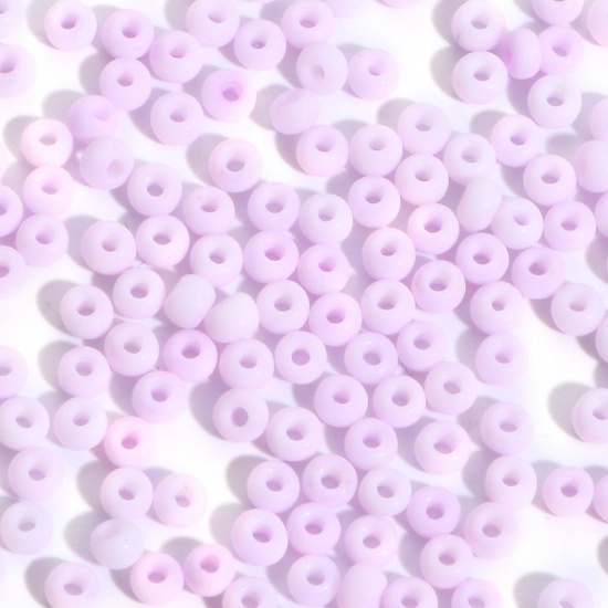 Picture of Glass Seed Beads Round Rocailles Mauve Frosted Opaque 3mm x 2mm, Hole: Approx 0.8mm, 100 Grams