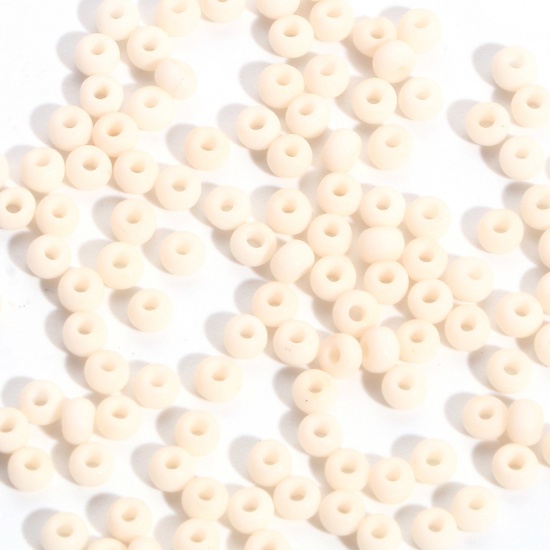 Picture of Glass Seed Beads Round Rocailles Milk White Frosted Opaque 3mm x 2mm, Hole: Approx 0.8mm, 100 Grams