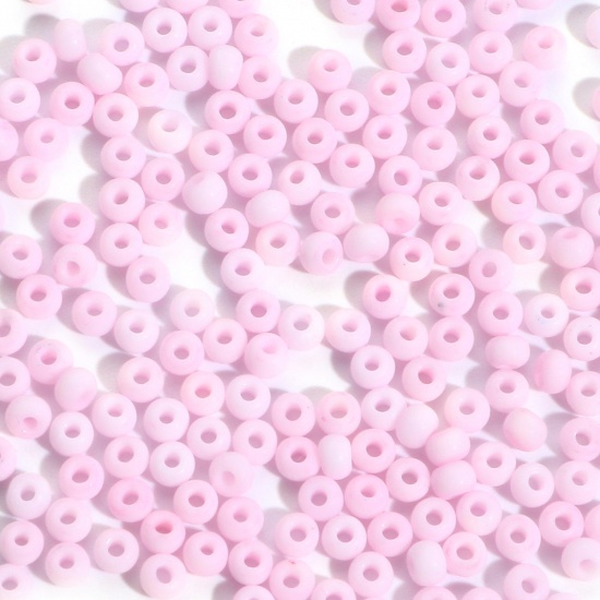 Picture of Glass Seed Beads Round Rocailles Light Pink Frosted Opaque 3mm x 2mm, Hole: Approx 0.8mm, 100 Grams