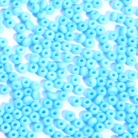 Picture of Glass Seed Beads Round Rocailles Skyblue Frosted Opaque 3mm x 2mm, Hole: Approx 0.8mm, 100 Grams