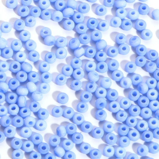 Picture of Glass Seed Beads Round Rocailles Light Blue Violet Frosted Opaque 3mm x 2mm, Hole: Approx 0.8mm, 100 Grams