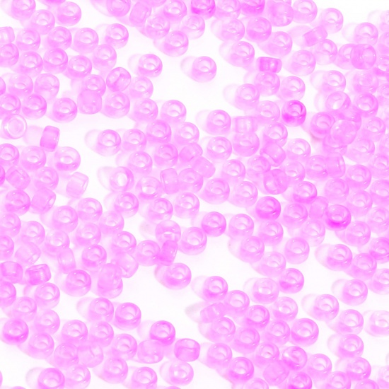 Picture of Glass Seed Beads Round Rocailles Fuchsia Transparent Frosted 3mm x 2mm, Hole: Approx 0.8mm, 100 Grams