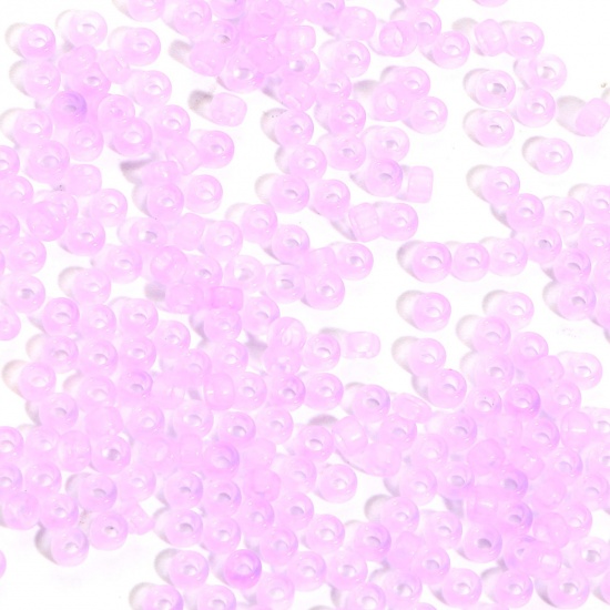 Picture of Glass Seed Beads Round Rocailles Mauve Transparent Frosted 3mm x 2mm, Hole: Approx 0.8mm, 100 Grams
