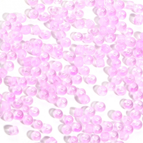 Picture of Glass Seed Beads Round Rocailles Pale Lilac Transparent Frosted 3mm x 2mm, Hole: Approx 0.8mm, 100 Grams